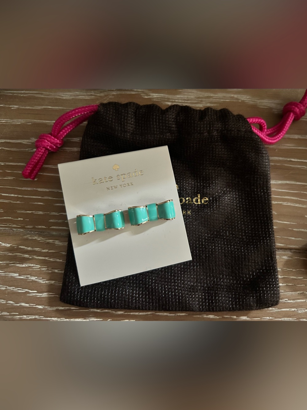 kate spade Turquoise Enamel Bow Earrings with Gold Accents